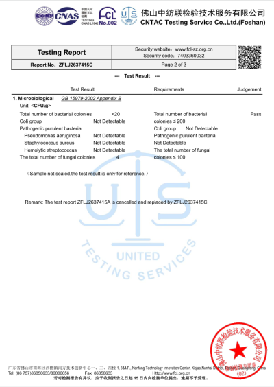 facemask test report